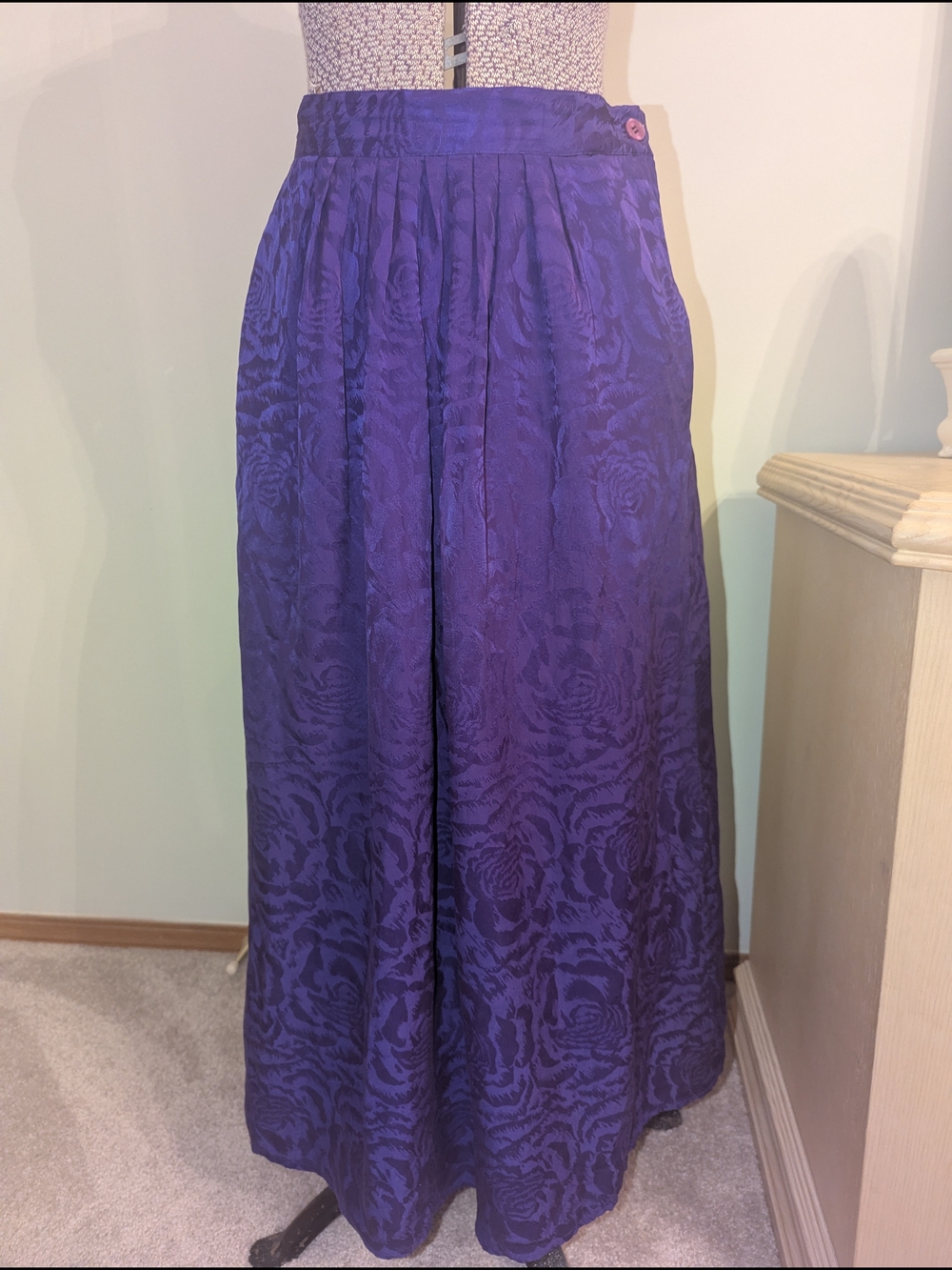 Silk Purple Floral Jacquard Maxi Skirt